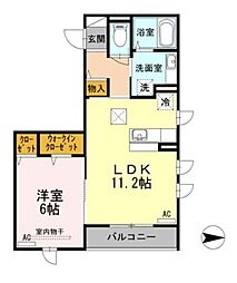 ボーベル 1LDKの間取図画像
