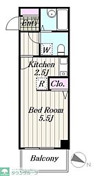ライオンズマンション馬事公苑第3 ワンルームの間取図画像