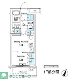 コスモグラシア学芸大学 1DKの間取図画像