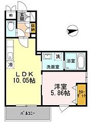 ナチュール浜田山 1LDKの間取図画像