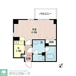 ルボラパン行人坂 1Kの間取図画像