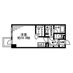 レジディア六本木檜町公園 ワンルームの間取図画像