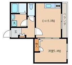 メゾン・ル・ソール 1DKの間取図画像