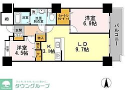 品川シーサイドビュータワー1 2LDKの間取図画像