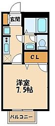 アンジュ 1Kの間取図画像