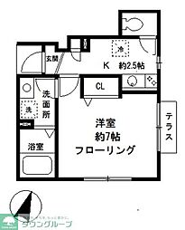 フローラ幡ヶ谷B棟 1Kの間取図画像
