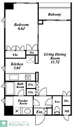 SPACIA三軒茶屋弐番館 1LDKの間取図画像
