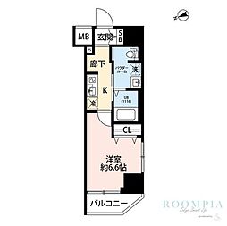 プレール・ドゥーク門前仲町III 5階1Kの間取り