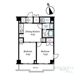 ルーブル鷺宮六番館 6階2DKの間取り