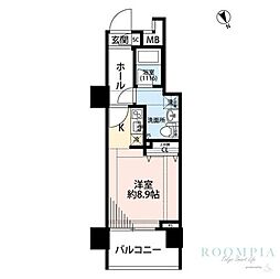 プレール・ドゥーク東新宿III 7階ワンルームの間取り