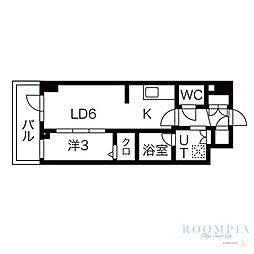 シーズンフラッツ高田馬場リバーサイドサウス 3階1LDKの間取り