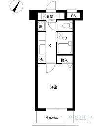 スカイコート神楽坂壱番館 1Kの間取図画像