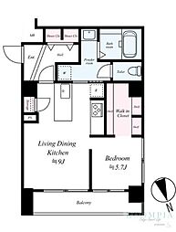 デュオ・スカーラ西新宿 1LDKの間取図画像