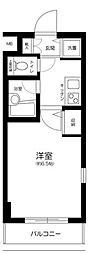 プレール・ドゥーク東新宿 1Kの間取図画像