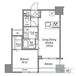 ACP Residence 中野新橋 1LDKの間取図画像
