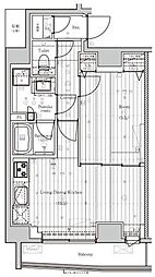プレミアムキューブG市谷甲良町 1LDKの間取図画像