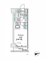 市谷仲之町ViewApartment 1Kの間取図画像