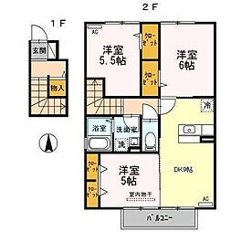 クリサンスB 3DKの間取図画像