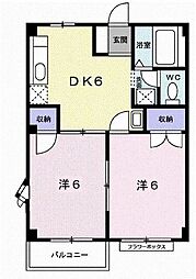 カーサブランカ1 2DKの間取図画像