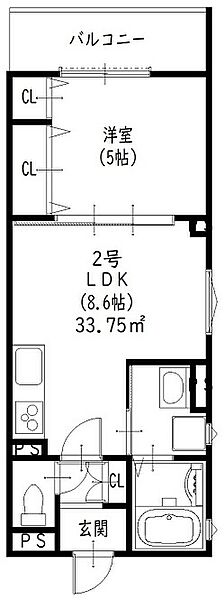 クリエオーレ下神田II 302｜大阪府寝屋川市下神田町(賃貸アパート1LDK・3階・33.75㎡)の写真 その4