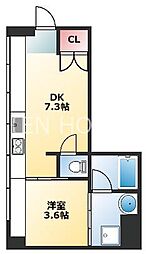 北浜コンソール 1DKの間取図画像