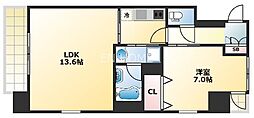S-RESIDENCE淀屋橋 1LDKの間取図画像