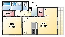メゾンドセリジェ 1LDKの間取図画像