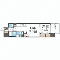 アーバネックス心斎橋EAST 1LDKの間取図画像
