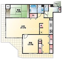 アーバンヒル上町 2LDKの間取図画像
