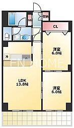 ライラック上本町 2LDKの間取図画像