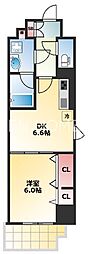 ブラウ上町台 1DKの間取図画像