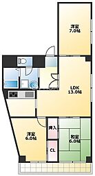 メゾンサンク 3LDKの間取図画像