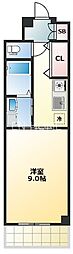 アリビオ夕陽丘 1Kの間取図画像