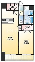 セファ上本町 1LDKの間取図画像