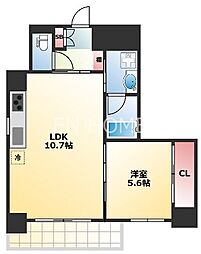 ル・ボヌール上町 1LDKの間取図画像