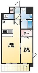 QuintetNAMBA 1LDKの間取図画像