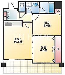ウィステリア谷町 2LDKの間取図画像