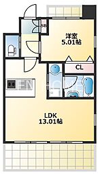 プレジオ難破EURO 1LDKの間取図画像