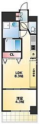 グランプラス谷町 1LDKの間取図画像
