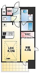 エステムコート谷町9丁目 1LDKの間取図画像