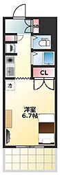 グラン・ドムール玉造 1Kの間取図画像