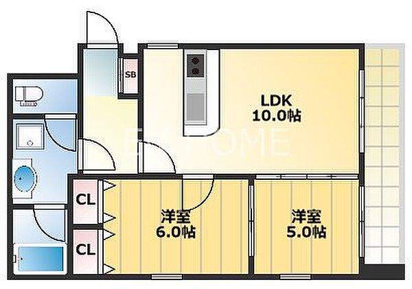 パティオ・イトー 612｜大阪府大阪市西区南堀江４丁目(賃貸マンション2LDK・6階・49.05㎡)の写真 その2