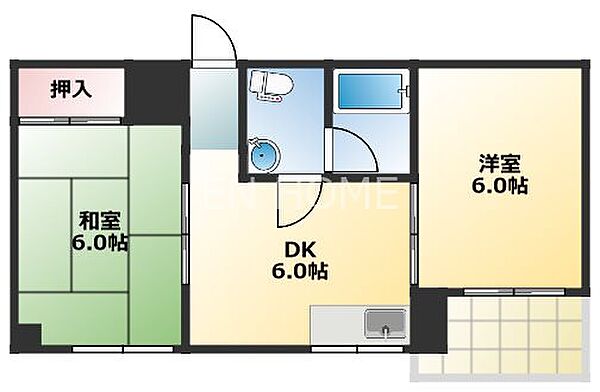 八坂ハイツ 303｜大阪府大阪市浪速区敷津西２丁目(賃貸マンション2DK・3階・38.34㎡)の写真 その2