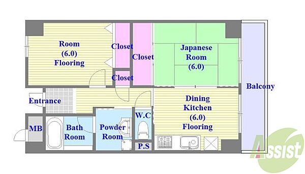 ミモザの館 ｜兵庫県神戸市長田区御船通2丁目(賃貸マンション2LDK・1階・51.52㎡)の写真 その2