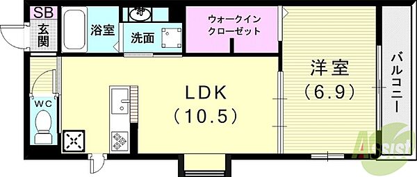 ブランシェ本町 ｜兵庫県明石市本町2丁目(賃貸アパート1LDK・2階・41.53㎡)の写真 その2