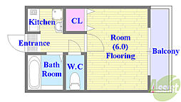 リバージュ須磨浦 1Kの間取図画像
