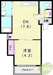 NET-K妙法寺 1DKの間取図画像