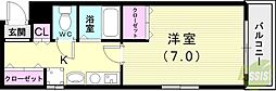 バッハレジデンス神戸ウエストB棟 1Kの間取図画像