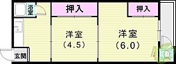 高取山アパート 2Kの間取図画像