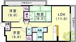 ラポール須磨 3LDKの間取図画像
